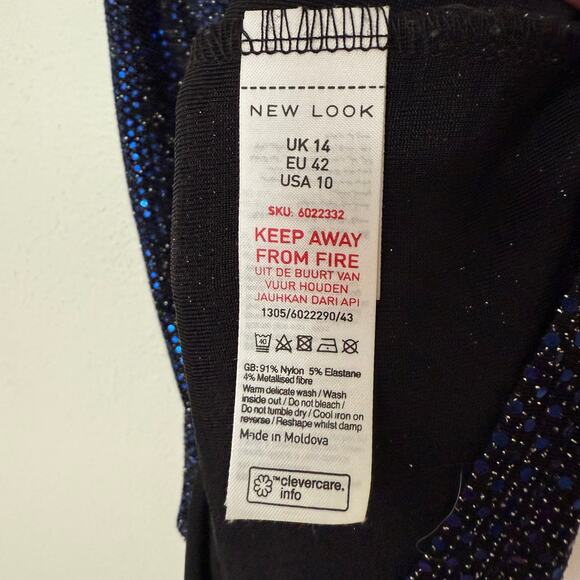 New Look Women's Blue Navy Sequin Shimmer Mini Bodycon Dress Size 10 - Picture 7 of 9